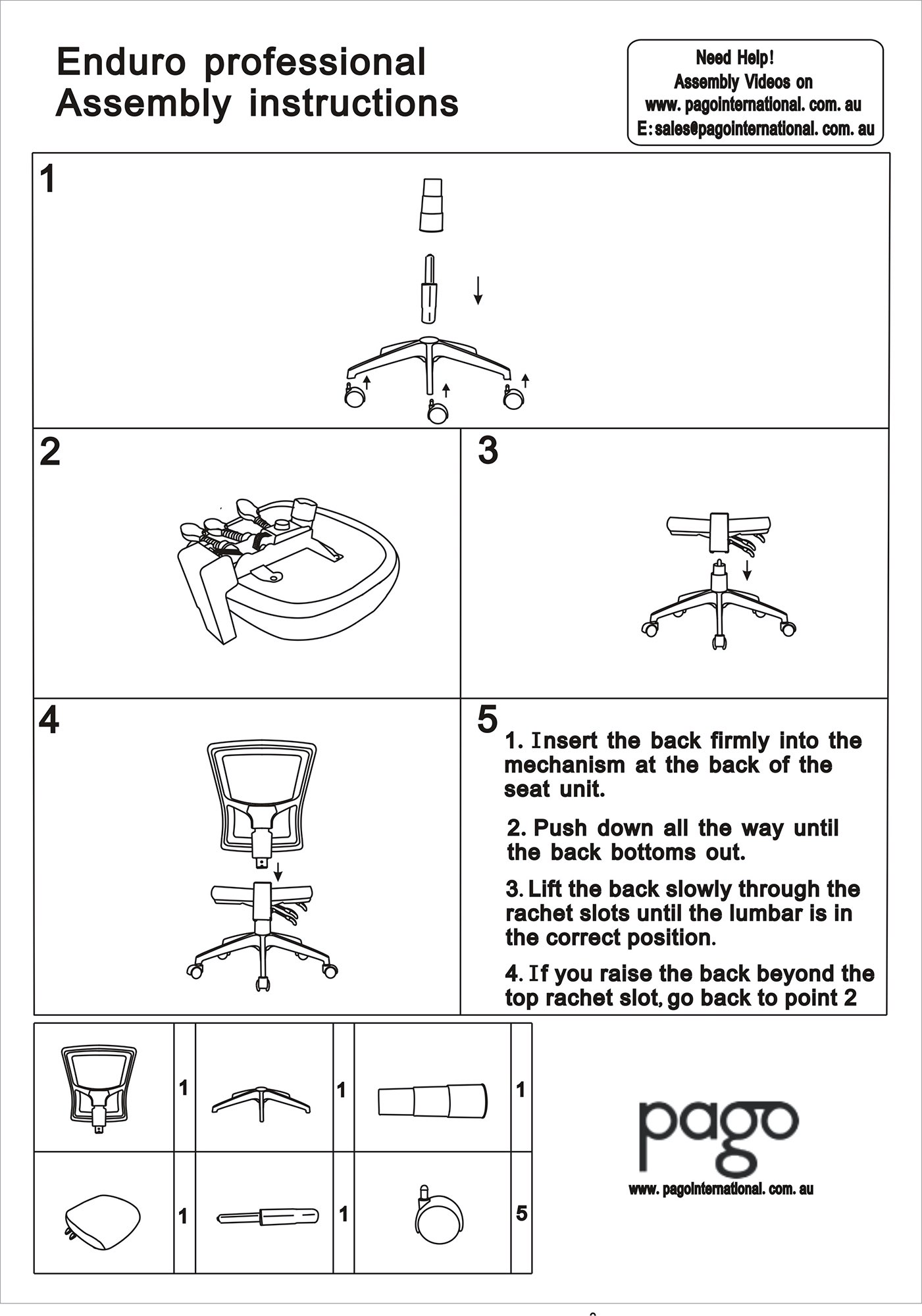 Pago Chair Assembly Instructions